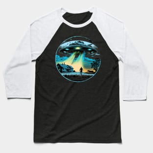 UFO Flying Saucer Alien Abduction Baseball T-Shirt